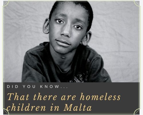 This is an image from the YMCA Awareness Campaign Series from 2018. It says 'Did you know that there are homeless children in Malta'.
