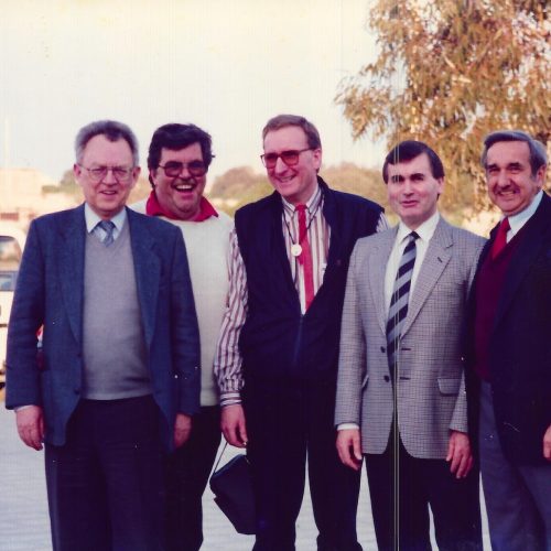 Upon arrival in Malta, Mr. Slopianka is greeted by members of YMCA Valletta.
