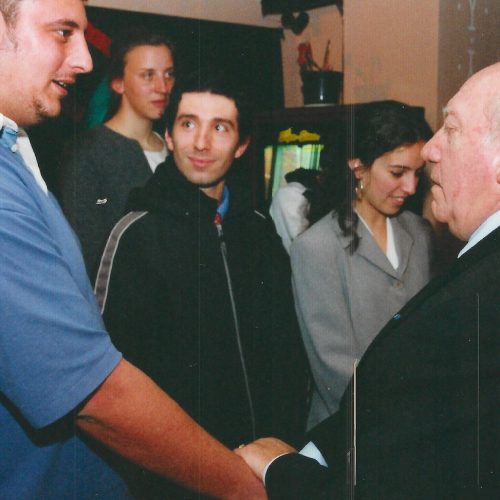 H.E. Guido De Marco meets members of the Y at the Drop-in Centre.