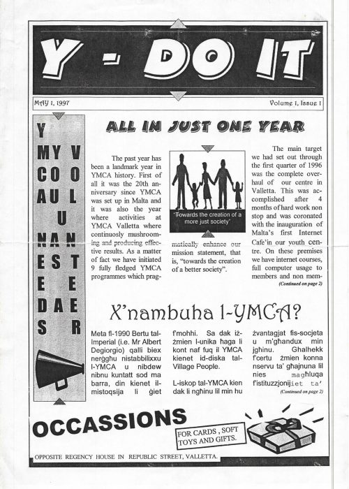 Front cover of Y Do It, Volume 1, Issue 1. May 1997.