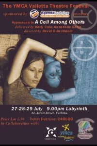 Original poster for 'A Cell Among Others', part of the Theatre Festival during the 5th YMCA Valletta Festival.