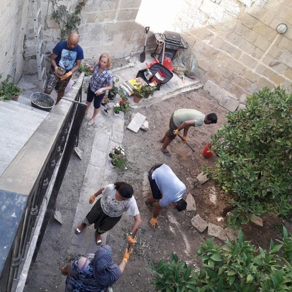 40 volunteers embark on a 2-hour mission to renovate our shelter ‘Dar Niki Cassar’. Businesses Indoor Living & Keramit donate supplies to our cause.