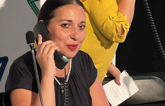 Graziella Galea PN Spokesperson for Inclusion and Voluntary Sector answers phones during the 2023 SoliDARjeta.