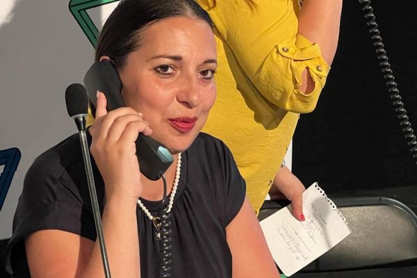 Graziella Galea PN Spokesperson for Inclusion and Voluntary Sector answers phones during the 2023 SoliDARjeta.