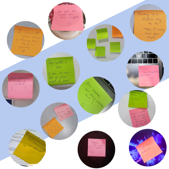 This campaign 'One Kind Word' puts simple acts of kindness in the spotlight; gracious post-it notes are placed first around our office, before spreading out further in the town.