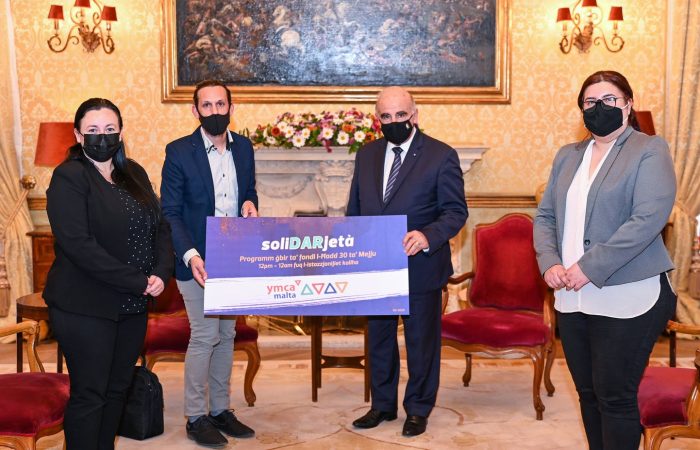 President of Malta George Vella Endorses the inaugural SoliDARjeta in this photo taken in May of that year.