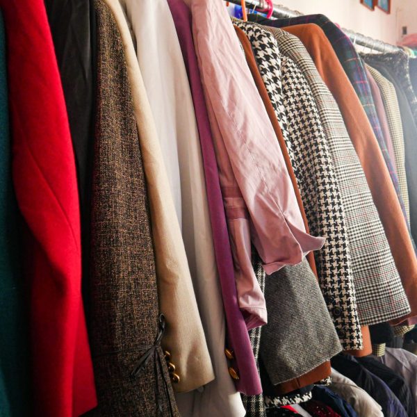 Close-up of lady's clothing and textiles available at the Shop.